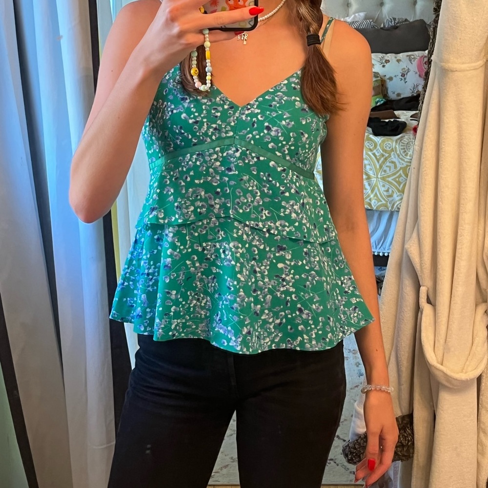 perfect condition green floral tank top